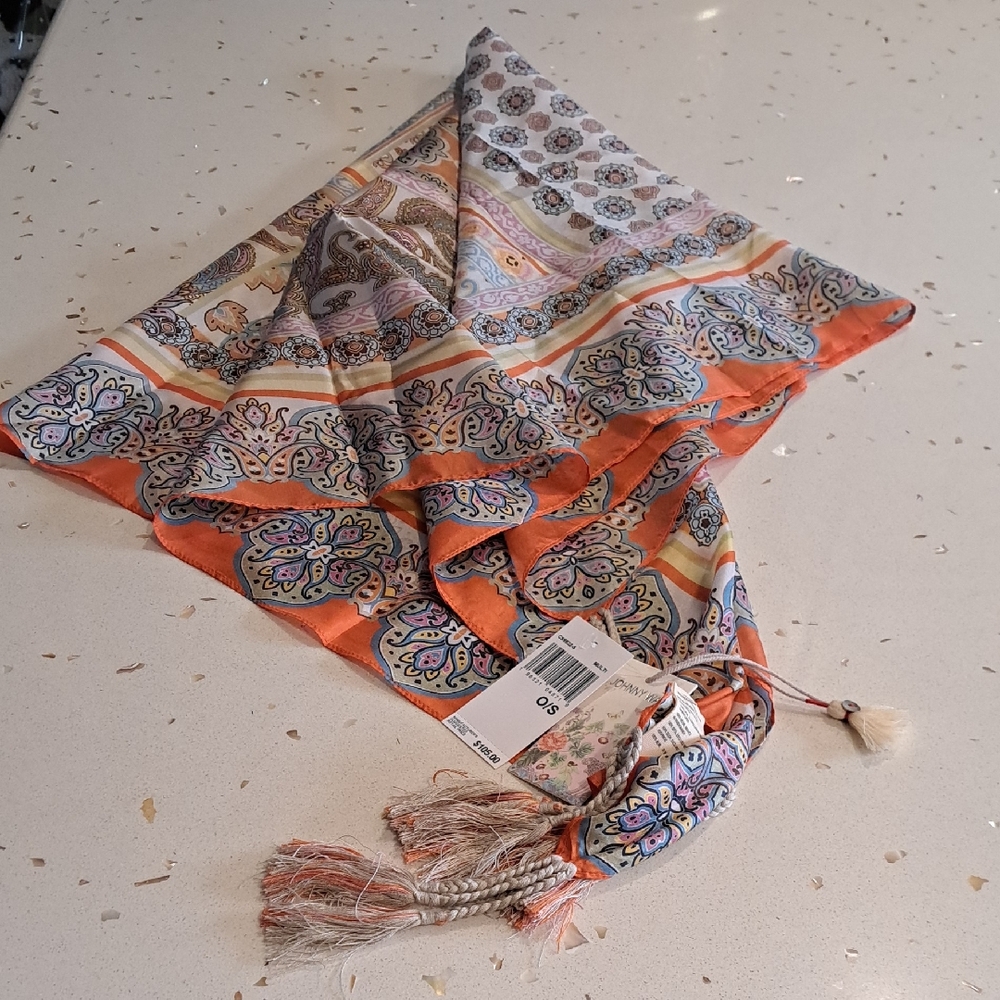 NWT Johnny Was Silk Paisley Scarf